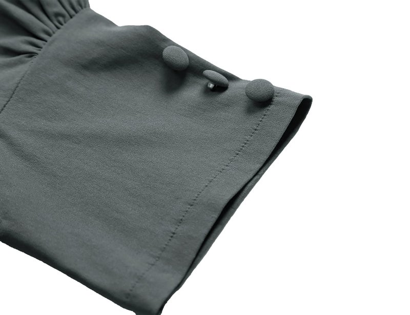 MUXXN Women's 50s 60s Boat Neck Frill Sleeve Formal Business Dress (Gray M) - Image 5