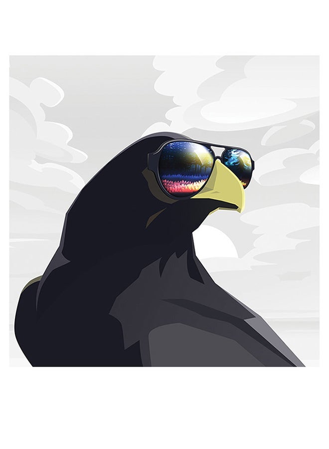 RYN Cool Bird Themed Wall Art Black/Yellow/Blue 30x30cm - Image 2