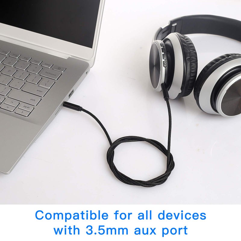 ENUODA 3.5mm Nylon Braided Aux Cable, Audio Auxiliary Input Adapter Male to Male Compatible with Headphones, Smartphones, Home/Car Audio Systems, Speakers,Echo & More,3.3FTï¼ŒBlack - Image 4