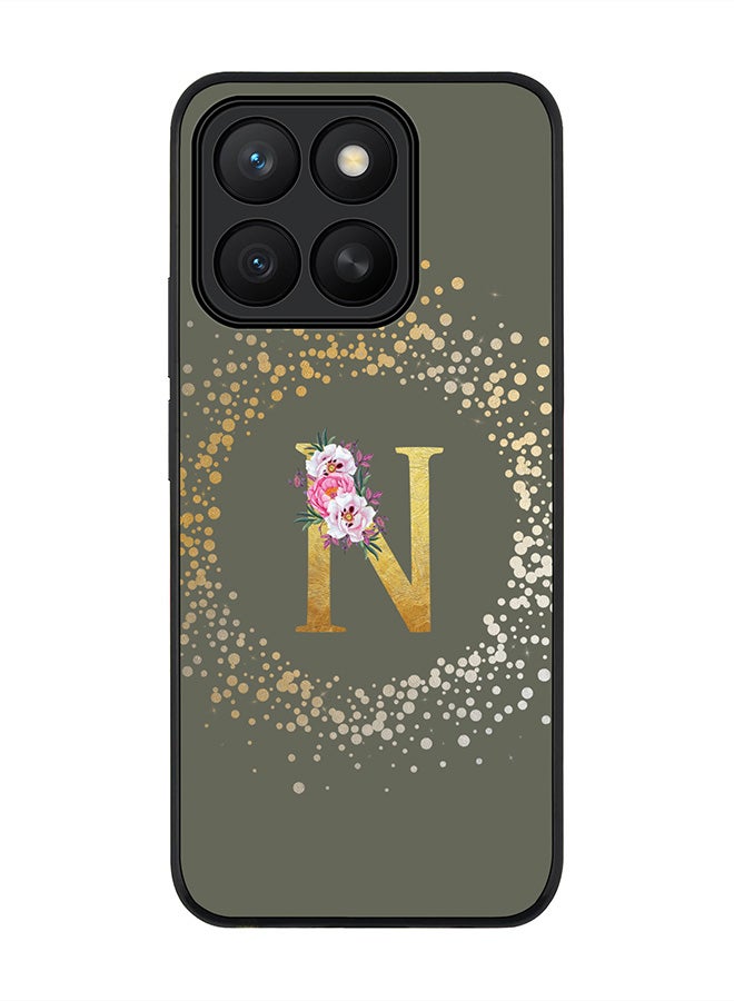 Stylizedd For Honor X8c Case,Slim fit Camera Protection, Shockproof Thin Phone cover  - Custom Monogram Floral - N  (Olive Green )