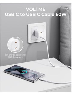 VOLTME 1.2M USB-C to USB-C Charger Cable - 60W (3A) Fast Charging for iPhone 16/16 Pro/16 Pro Max/16 Plus, 15 Series, iPad Mini 6/Pro 2022, MacBook Pro 2020, Samsung Galaxy S24/S23/S22 & All Type-C Devices- White  - Image 3
