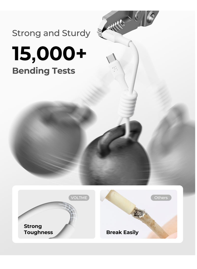 فولتمي ٦٠W (٣A) بي دي تايب-C تو تايب-C فاست تشارجينغ كابل، يو إس بي-C باور كورد متوافق مع آيفون إير، آيفون ١٧/١٧ برو/١٧ برو ماكس، ١٦/١٦ برو/١٦ بلس، ١٥ سيريز، آيباد برو/إير/ميني ٦، ماك بوك برو/إير، سامسونج جالاكسي S٢٥/S٢٤/S٢٣ ألترا، شاومي، هواوي، جوجل بكسل، لابتوبات، تابلتس والمزيد (١.٢م) - أبيض - Image 4