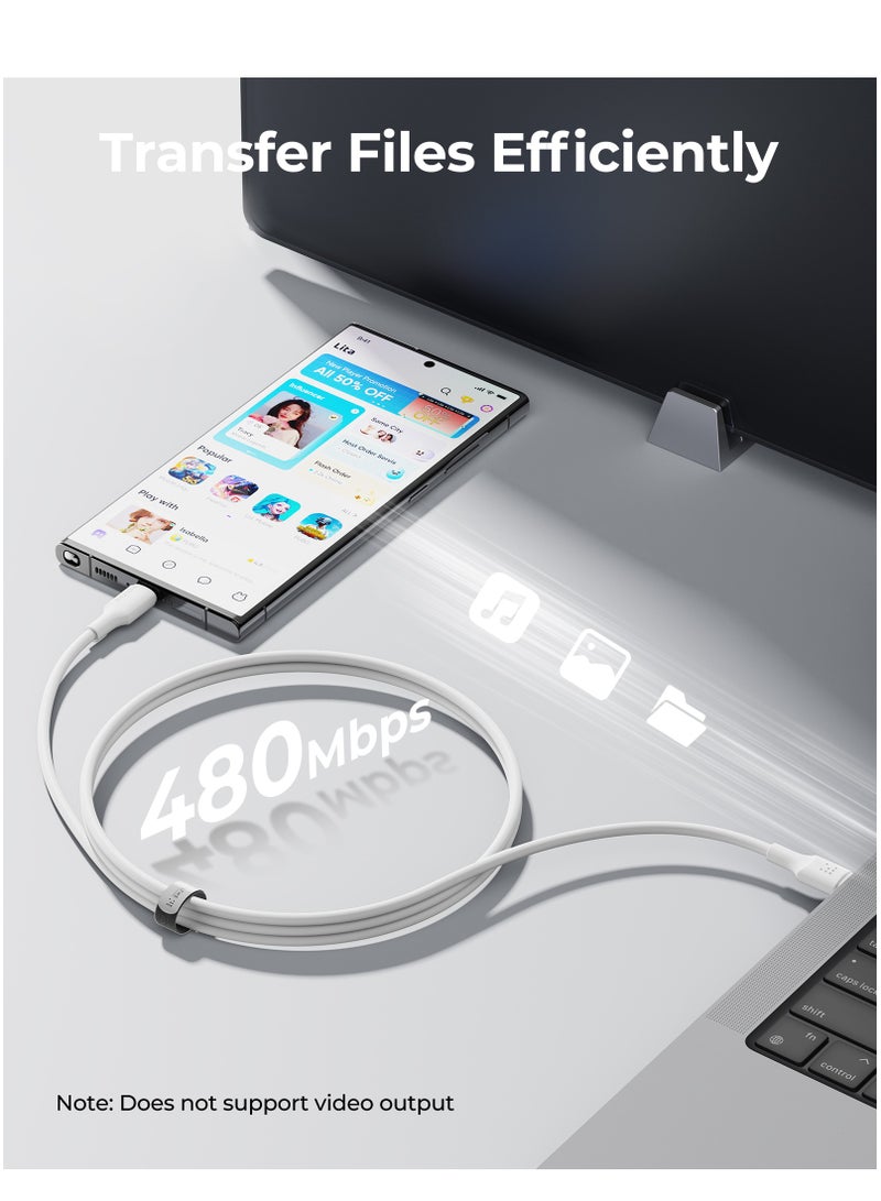 فولتمي ٦٠W (٣A) بي دي تايب-C تو تايب-C فاست تشارجينغ كابل، يو إس بي-C باور كورد متوافق مع آيفون إير، آيفون ١٧/١٧ برو/١٧ برو ماكس، ١٦/١٦ برو/١٦ بلس، ١٥ سيريز، آيباد برو/إير/ميني ٦، ماك بوك برو/إير، سامسونج جالاكسي S٢٥/S٢٤/S٢٣ ألترا، شاومي، هواوي، جوجل بكسل، لابتوبات، تابلتس والمزيد (١.٢م) - أبيض - Image 5
