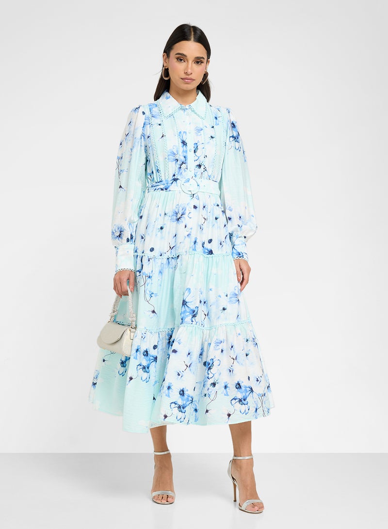 YAS Floral Tiered Dress - Image 1