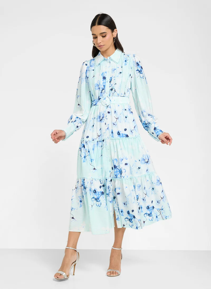 YAS Floral Tiered Dress
