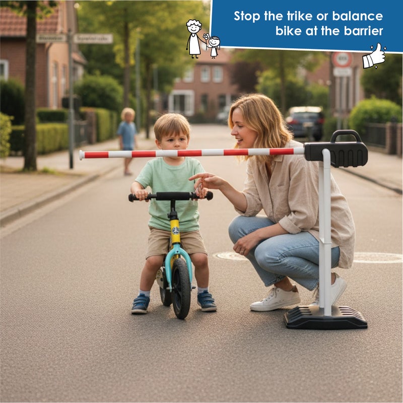 alldoro Kids Traffic Barrier | 110cm Wide 68cm Tall | Adjustable Red-White Arm | Snap-Together Assembly | Fillable Base | Road Safety Toy Age 3+ - Image 5