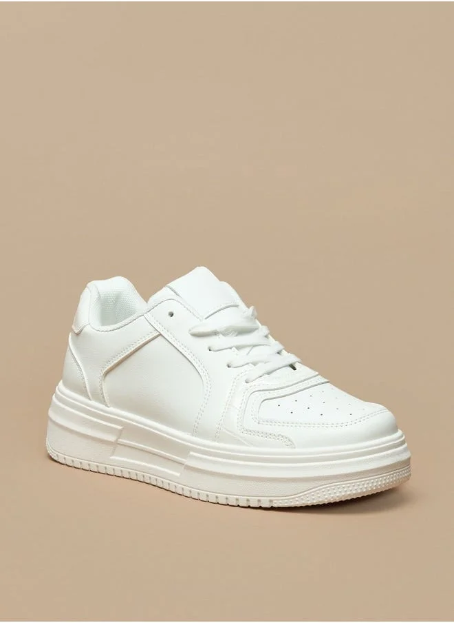 Flora Bella By Shoexpress Women's Solid Lace-Up Low Ankle Sneakers