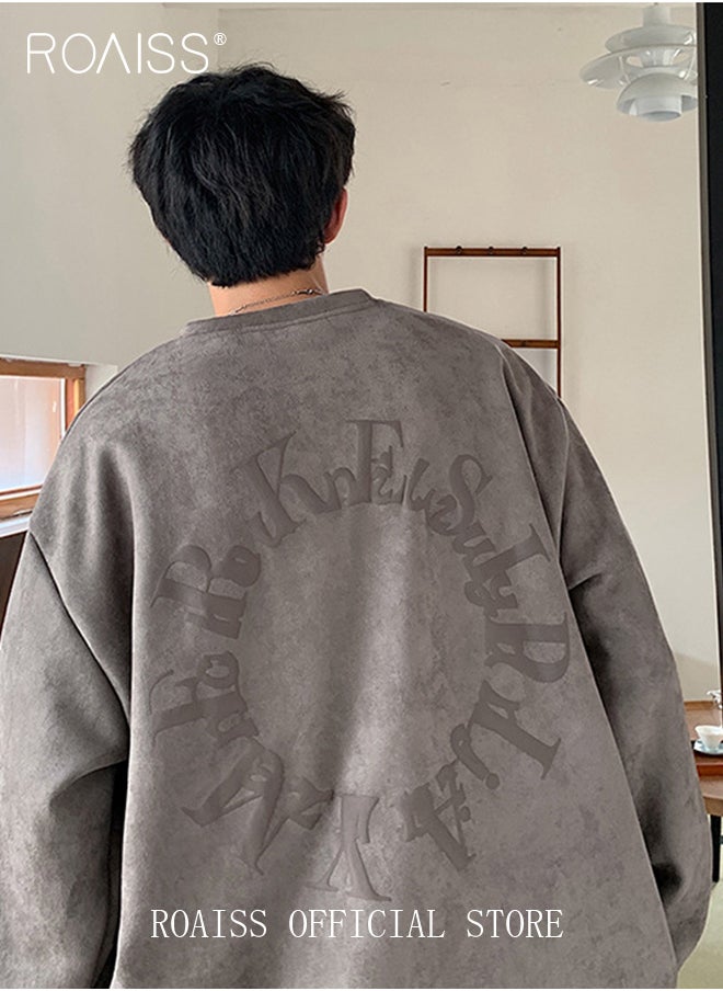 roaiss Mens Sweatshirt Men Oversized Crewneck Harajuku Sweatshirts Streetwear Printed Fashion Hip Hop Hoodie Men  - Image 3