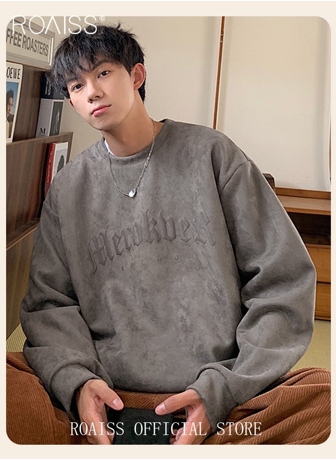 roaiss Mens Sweatshirt Men Oversized Crewneck Harajuku Sweatshirts Streetwear Printed Fashion Hip Hop Hoodie Men  - Image 2