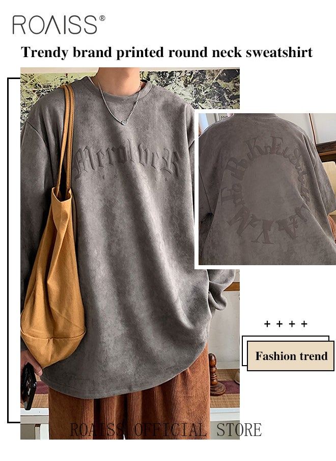 roaiss Mens Sweatshirt Men Oversized Crewneck Harajuku Sweatshirts Streetwear Printed Fashion Hip Hop Hoodie Men  - Image 5