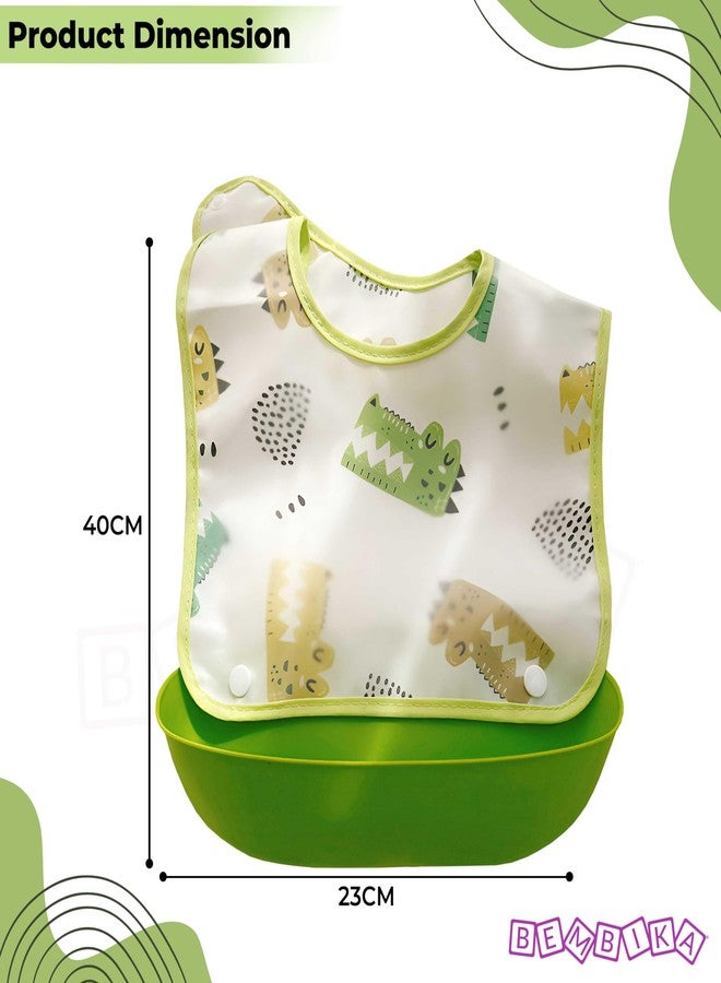 Bembika Baby Feeding Essential Baby Fabric Feeding Bib Waterproof, Washable Lightweight and Ideal for Feeding Baby & Toddlers - (Green) - Image 3