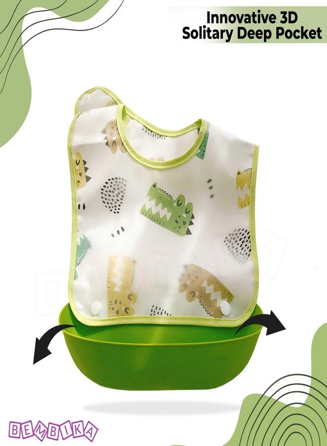 Bembika Baby Feeding Essential Baby Fabric Feeding Bib Waterproof, Washable Lightweight and Ideal for Feeding Baby & Toddlers - (Green) - Image 5