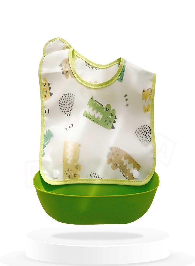 Bembika Baby Feeding Essential Baby Fabric Feeding Bib Waterproof, Washable Lightweight and Ideal for Feeding Baby & Toddlers - (Green) - Image 1