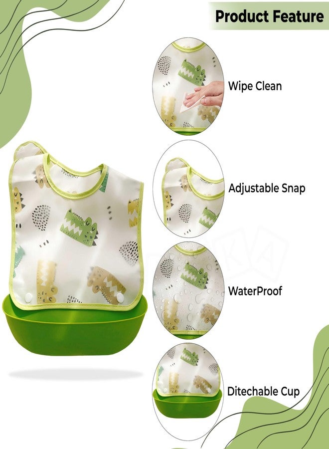 Bembika Baby Feeding Essential Baby Fabric Feeding Bib Waterproof, Washable Lightweight and Ideal for Feeding Baby & Toddlers - (Green) - Image 4