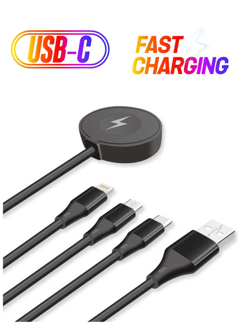 Go-Des GD-UC561 4-in-1 Wireless Smartwatch Charger and Multi USB Fast Charging Cable Multipurpose - Image 1