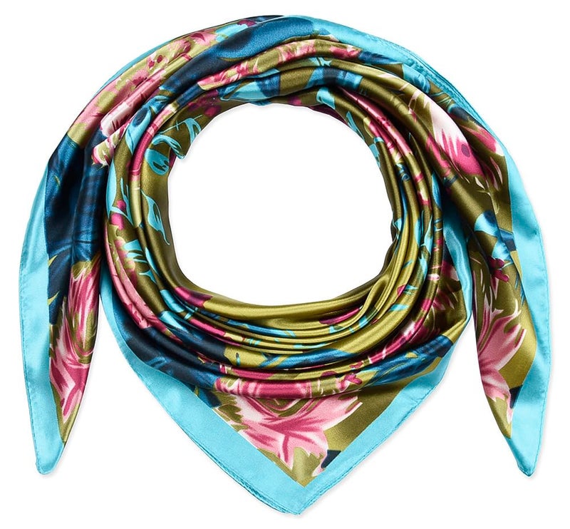 corciova 2 Pcs 35 Square Curly Hair Scarf for Black Women Silk Headband Tie Bandanas Headscarf Turquoise Camellia Leopard - Image 3