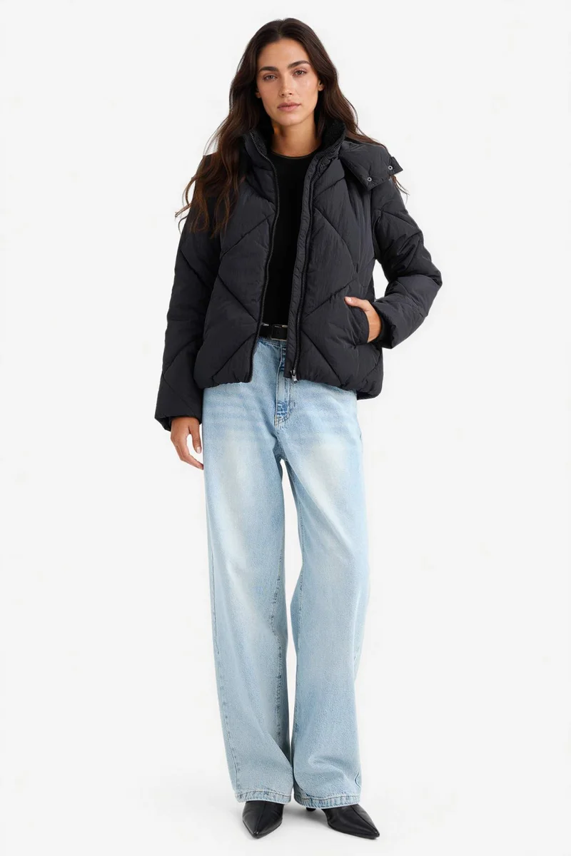 Defacto Waterproof Standard Fit Faux Fur Lined Puffer Jacket