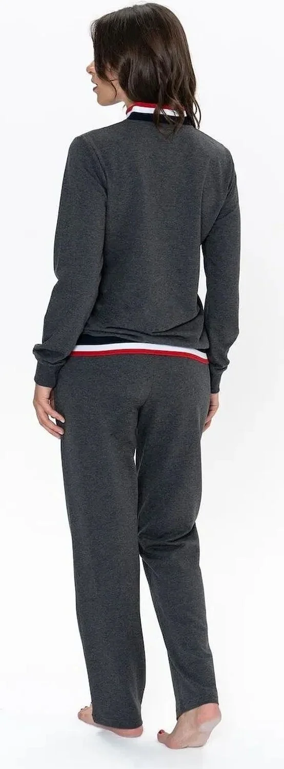 U.S. Polo Assn. 20112 Women's Long Sleeve Stand Collar Casual Home Wear-Anthracite Melange