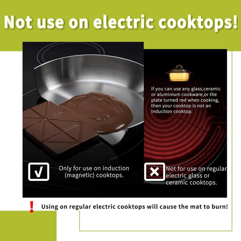Cook's Aid حصيرة مساعدة الطهي مكونة من قطعتين لموقد ال��ث - (مغناطيسية) واقية من الخدوش لموقد الحث - حصائر سيليكون متعددة الاستخدامات - لبطانة مقلاة الهواء، حصيرة الميكروويف، حامل الأواني (مقاس M - 11 بوصة) - Image 3