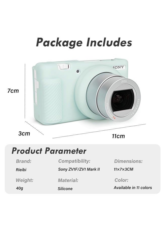Rieibi حافظة ZV-1F، حافظة واقية من السيليكون الناعم لكاميرا سوني ZV1F/ZV-1M2/ZV-1 مارك II، حافظة ZV1F خفيفة الوزن - أخضر فاتح - Image 2