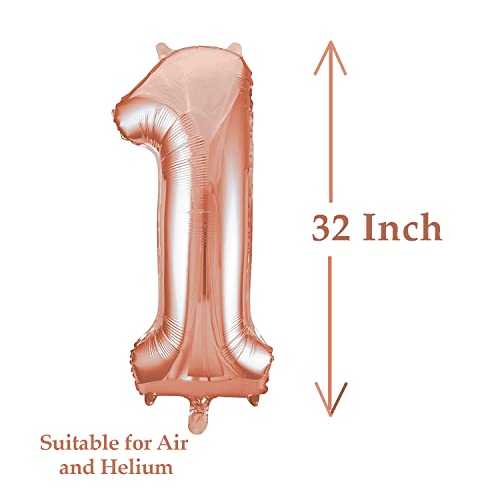 AMFIN® 32 inch 1 Number Foil Balloon, Birthday Decoration Items [Helium Supported] - Rose Gold - Image 2