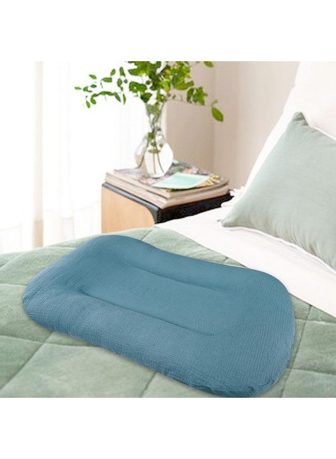 غطاء كرسي استرخاء للأطفال الصغار من هوياكس موسلين، غطاء قابل للإزالة من القطن العضوي للأطفال الصغار، غطاء مقعد أرضي مبطن للأطفال الصغار للأولاد والبنات، مقاس كبير 37 × 21 بوصة، أزرق - Image 4