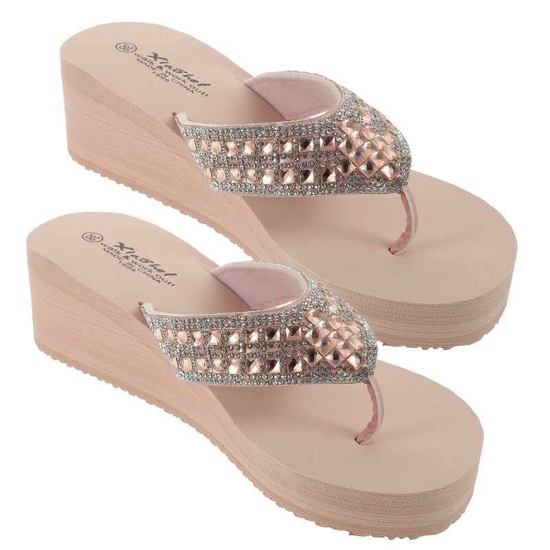 2 Pairs Non- Beach Slipsole Shoes Flops Shoes for Women Wearing ( Size 38 24.0CM, 7US, 4.5UK, 38EU, 9.432Inch) - Image 1