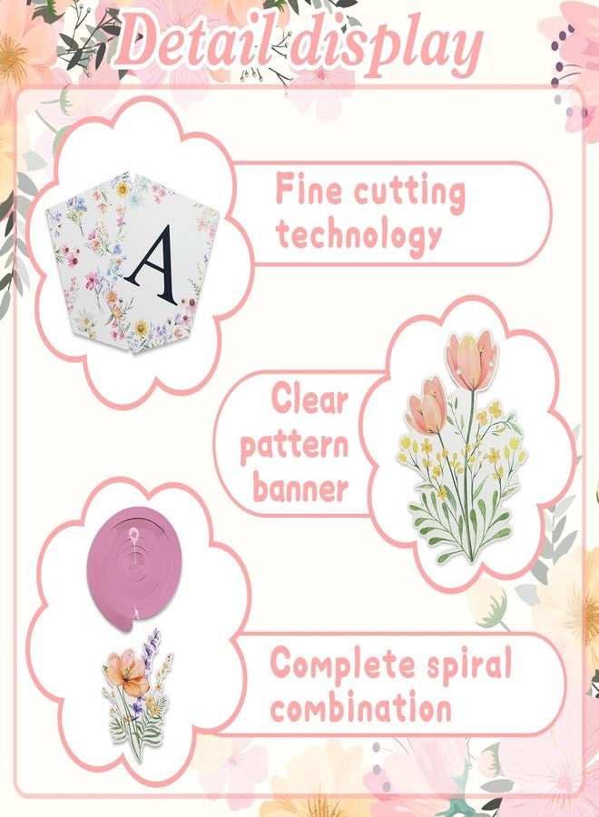 FINDRICH 25Pcs Wildflower Birthday Decorations for Girl, Flower Birthday Decorations Floral Party Decorations with Happy Birthday Banner Garland Hanging Swirls Wildflower Baby Shower Decorations for Women - Image 4