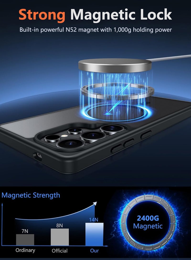 كلبور جراب سامسونج جالاكسي S26 ألترا مغناطيسي شفاف غير لامع [متوافق مع MagSafe]، تصميم نحيف وخفيف الوزن، مقاوم للصدمات، غطاء حماية صلب، لون أسود مطفي. - Image 2