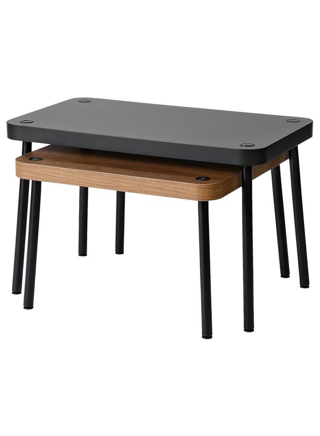 Zaboon Nest of tables, set of 2, grey/walnut effect - Image 2