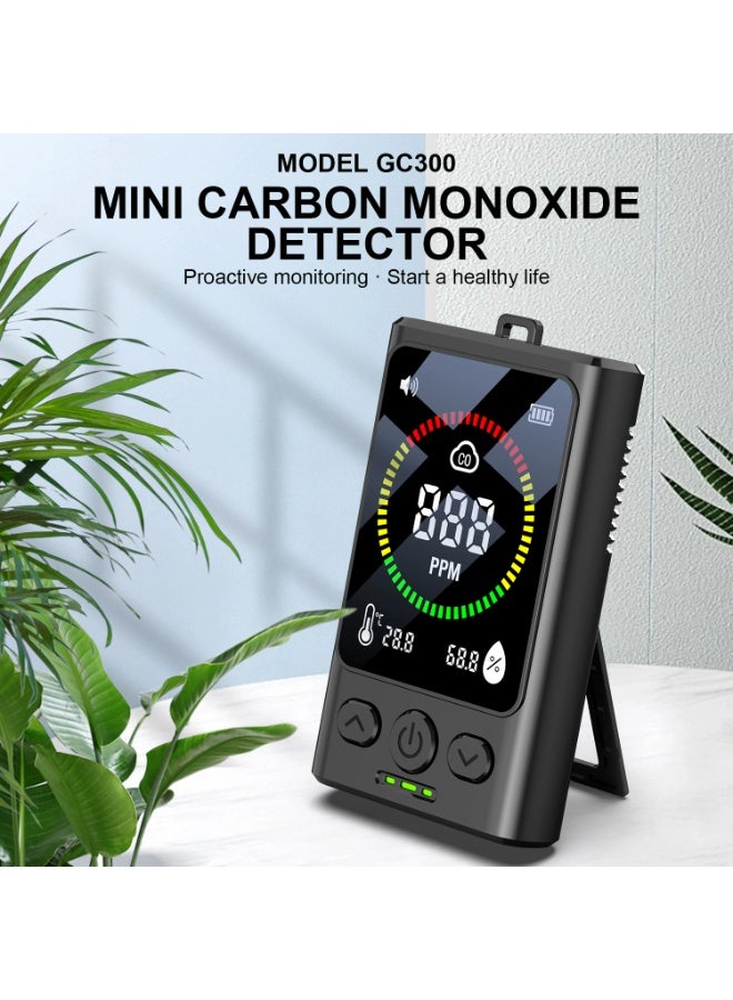XiaoGiqi GC300 Mini Portable Carbon Monoxide Detector, 3-in-1 Rechargeable CO Toxic Gas Alarm with Temperature & Humidity Display, Wireless Air Gas Sensor for Home Kitchen Garage Camping RV Outdoor Travel Safety - Image 2