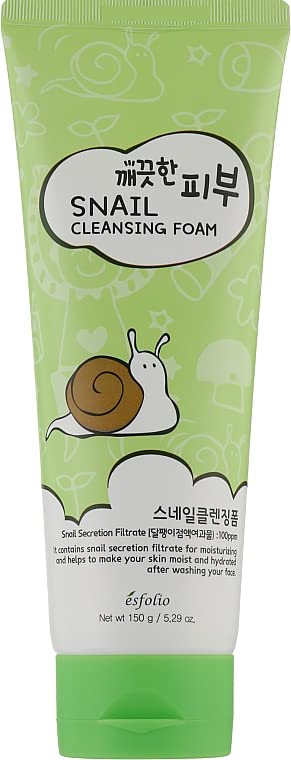 esfolio Snail Cleansing Foam  Nourishing Face Wash for Hydrated  Smooth Skin  Korean Skincare with Snail Extract for Deep Pore Cleansing  AntiAging  Gentle Foaming Facial Cleanser 529oz150g