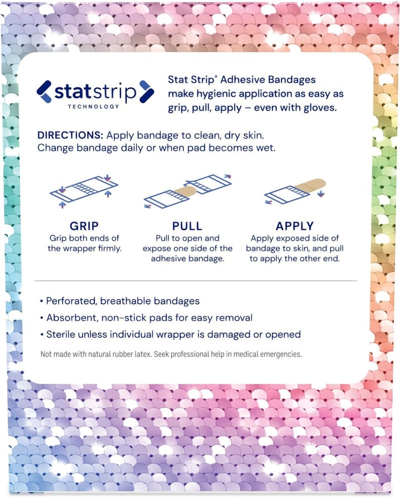 Dukal Design Series Glitter Adhesive Bandages with Stat Strip Technology 34 x 3 Box of 100 - Image 4