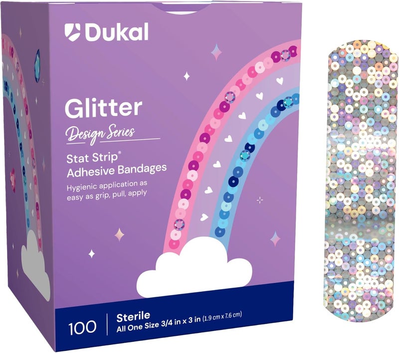 Dukal Design Series Glitter Adhesive Bandages with Stat Strip Technology 34 x 3 Box of 100 - Image 5