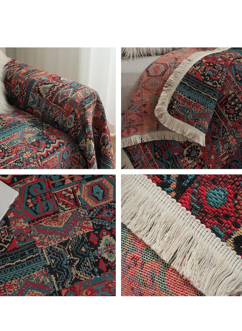 أغطية أرائك جاكار عتيقة للكنب المقطعي، والكنب المزدوج، والفوتون، والأريكة على شكل حرف L - بنمط هندسي، مع هامش، مناسبة للكلاب، وقابلة للغسل - طراز بوهو - Image 5