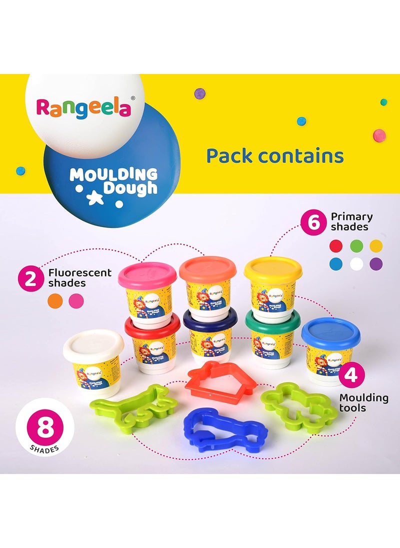 Pidilite Rangeela Moulding Dough 6 Primary Shades and 2 Fluorescent Shades with 4 Moulding Tools Ideal for PreSchool Primary Students Great for Gifting 200g Pack of 2  - Image 3