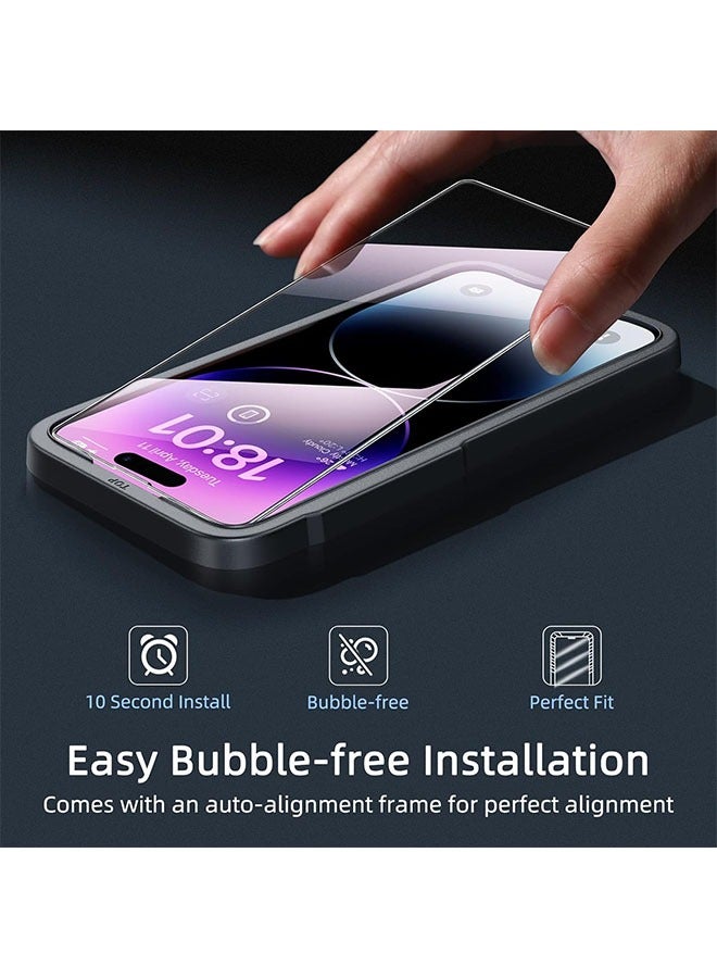 3 pcs Screen Protector for iPhone  Pro 14  [6.1 Inch] Display Tempered Glass Film with Easy Installation, Ultra HD,  Hardness, Scratch Resistant. - Image 5