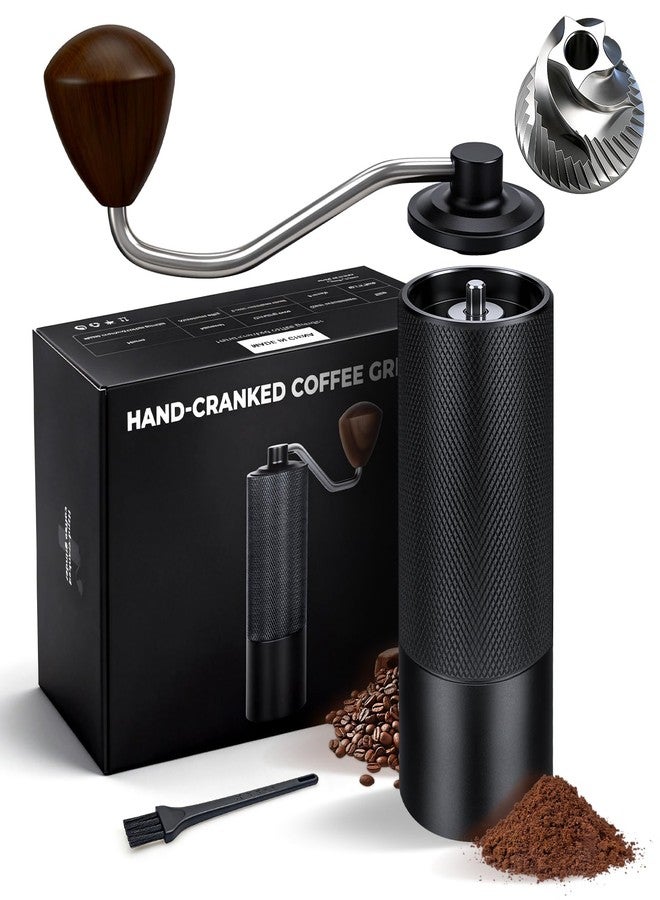 BOKKY Manual Coffee Grinder, Stainless-Steel Burr Hand Crank, Adjustable Grind for Espresso, Pour Over, French Press, Quiet Portable Travel Coffee Bean Grinder, Easy Clean (Black) - Image 1