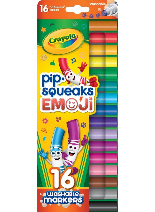 Crayola Emoji Pip Squeaks Washable Markers (16ct), Toddler Mini Stamper Marker Set, Stocking Stuffers, Holiday Gift for Boys & Girls - Image 1