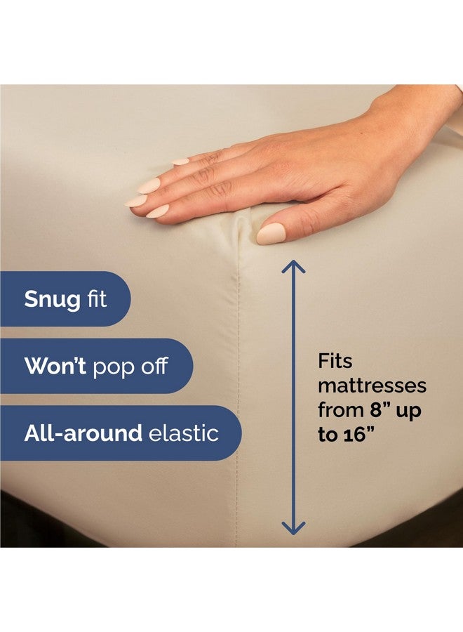 CGK Unlimited Split King 7 Piece Sheet Set - Comfy, Breathable & Cooling - Hotel Luxury Bedding for Women, Men, Kids & Teens - 1 Flat & 2 Fitted Sheet & 4 Pillowcases w/ Deep Pockets - Soft and Wrinkle Free - Wheat - Image 3