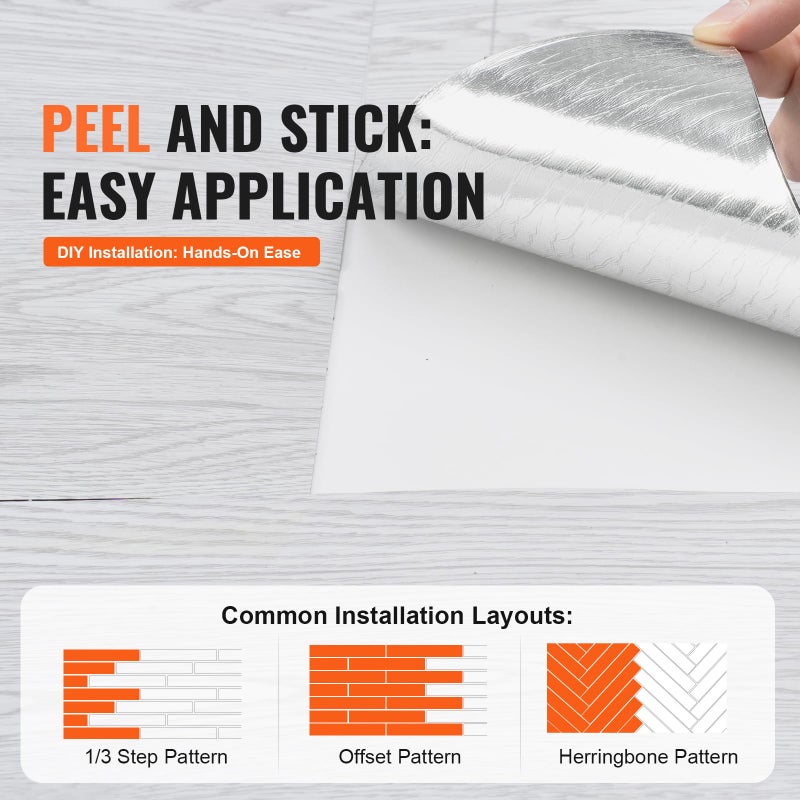 VEVOR Peel & Stick Vinyl Floor Tiles, 390" x 23.6"/64 Sq.Ft, Self Adhesive Vinyl Flooring Roll, Light Gray Wood Grain Pattern, Waterproof, DIY Floor Coverings for Bathroom Living Room Kitchen - Image 5