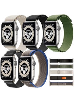 Generic 5 Piece for Apple Watch Alpine Loop Band 49mm/45mm/44mm Nylon Woven Sport Strap Compatible with iWatch Series 8/Ultra/7/SE/6/5/4/3/2/8 White/Green/Blue/Black  - Image 1