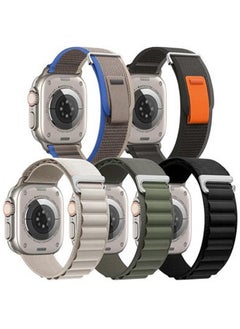 Generic 5 Piece for Apple Watch Alpine Loop Band 49mm/45mm/44mm Nylon Woven Sport Strap Compatible with iWatch Series 8/Ultra/7/SE/6/5/4/3/2/8 White/Green/Blue/Black  - Image 2