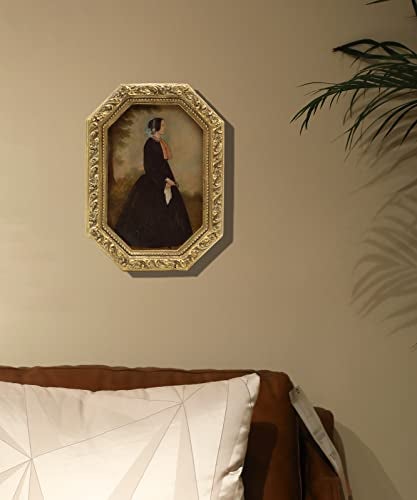 YULINK 4x6 Vintage Picture Frame, Antique Ornate Gold Octagon Photo Frame, for Tabletop and Wall Display, Decorative Retro Home Decor, Old Fashioned Photo Gallery Art - Image 4