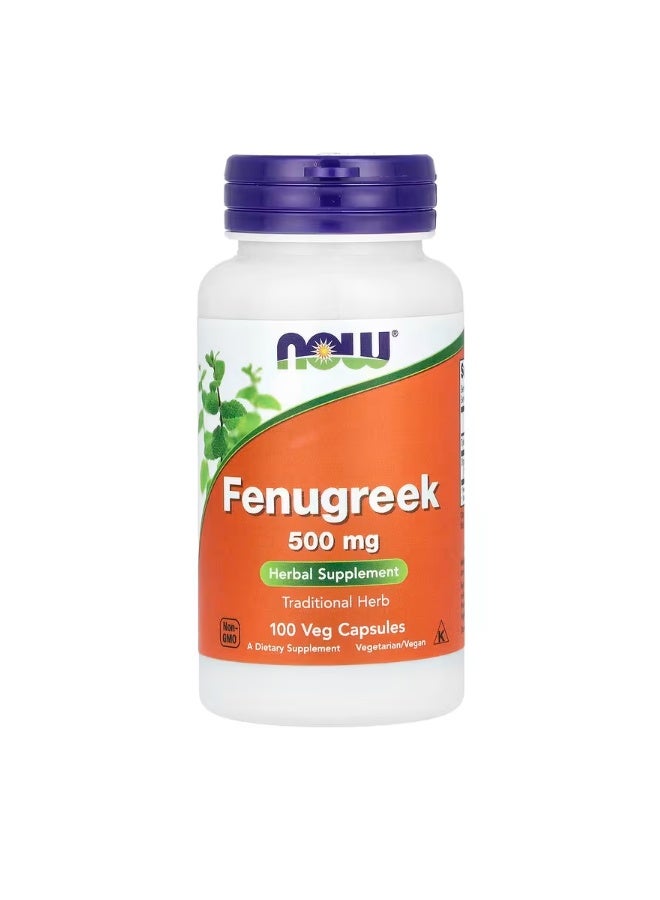 NOW Foods Fenugreek – 500 mg | 100 Veg Capsules | Herbal Dietary Supplement - Image 1