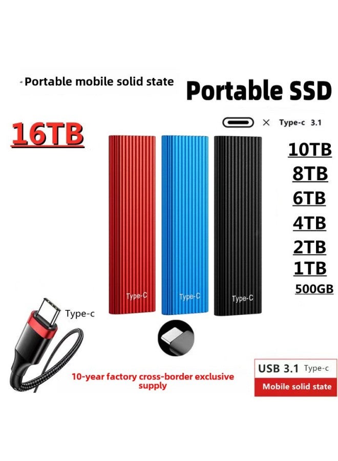 M.2 Solid State Drive 2T 4T 8T 16T Mini SSD Metal High Speed Mobile Hard Drive-Capacity:2tb (128gb Capacity Expansion)-Interface:Black - Image 1