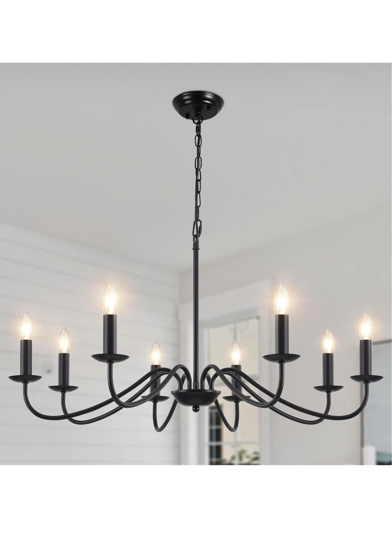 GEADI Sputnik Chandelier Industrial 8 Light Black Ceiling Light Fixture Height Adjustable Lighting For Kitchen Island Bedroom Dining Room Living Room Farmhouse  - Image 1