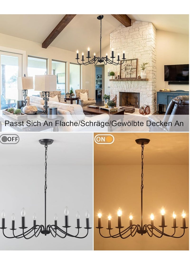 GEADI Sputnik Chandelier Industrial 8 Light Black Ceiling Light Fixture Height Adjustable Lighting For Kitchen Island Bedroom Dining Room Living Room Farmhouse  - Image 2