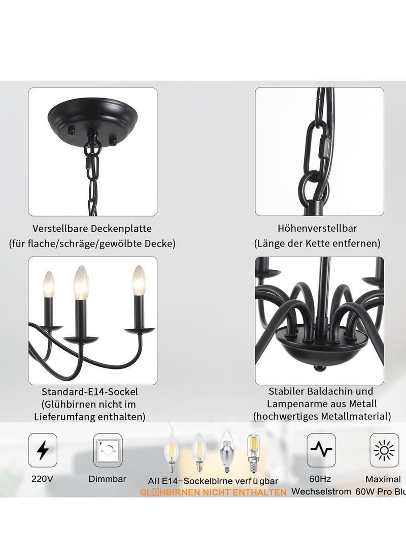 GEADI Sputnik Chandelier Industrial 8 Light Black Ceiling Light Fixture Height Adjustable Lighting For Kitchen Island Bedroom Dining Room Living Room Farmhouse  - Image 4