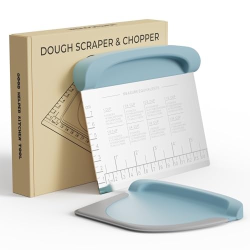Matscover Bench Scraper Dough Cutter Tool - Bowl Pastry Scraper for Bread Cake Pizza, Bench Knife Kitchen Dough Scraper for Baking, Stainless Steel Food Scraper with Grip Handles & Measuring Scal, Blue - Image 1